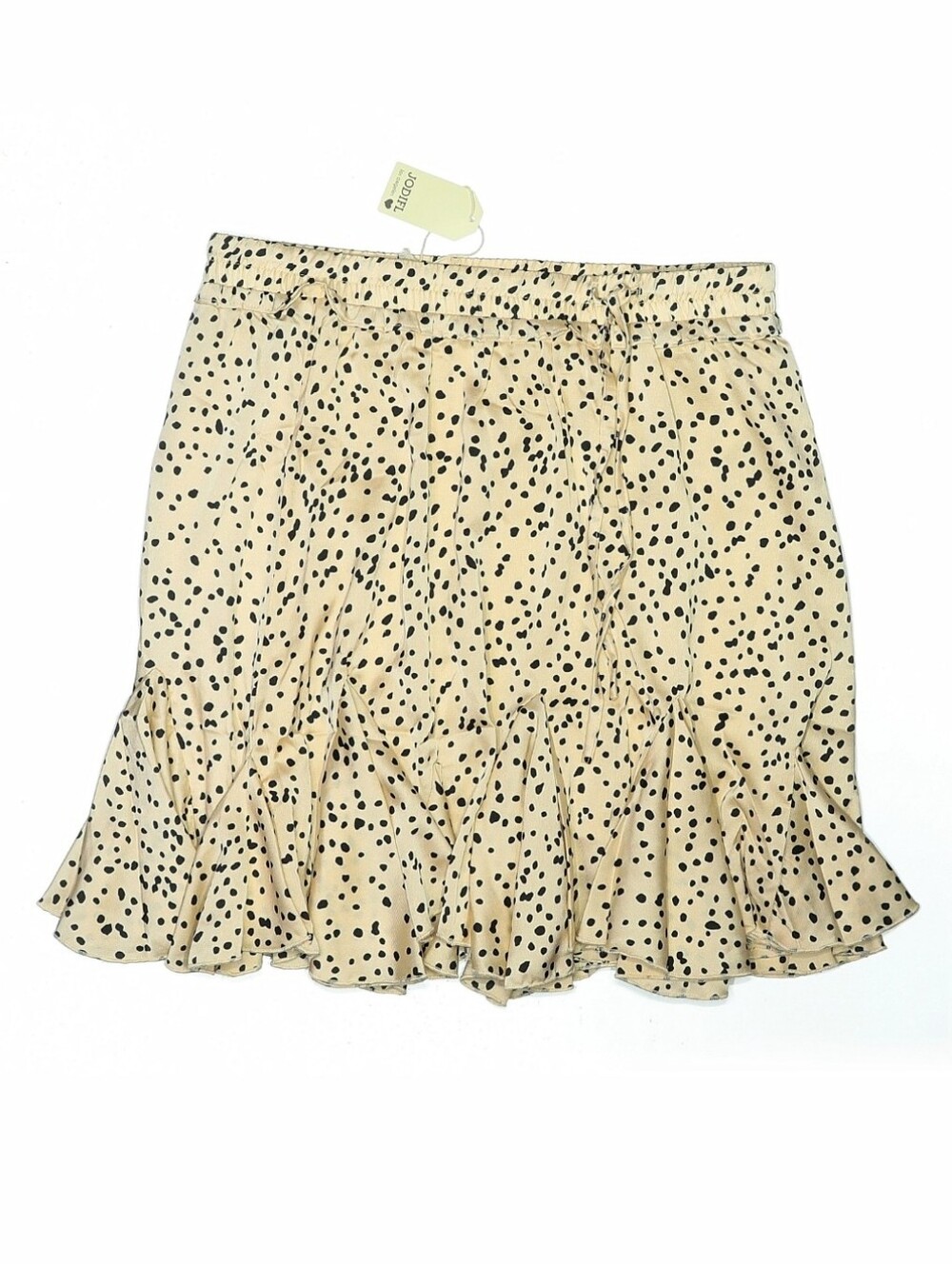 Jodifl Dalmation Spotted Ruffle Skort,  Large, Creamy Yellow & Black